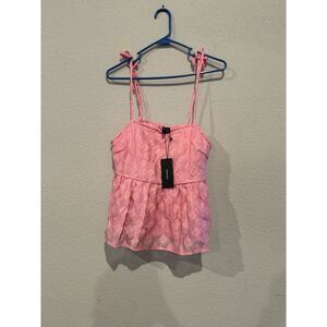 Vero Moda Women's Size M Pink Peplum Tie‎ Strap Cami Top NWT